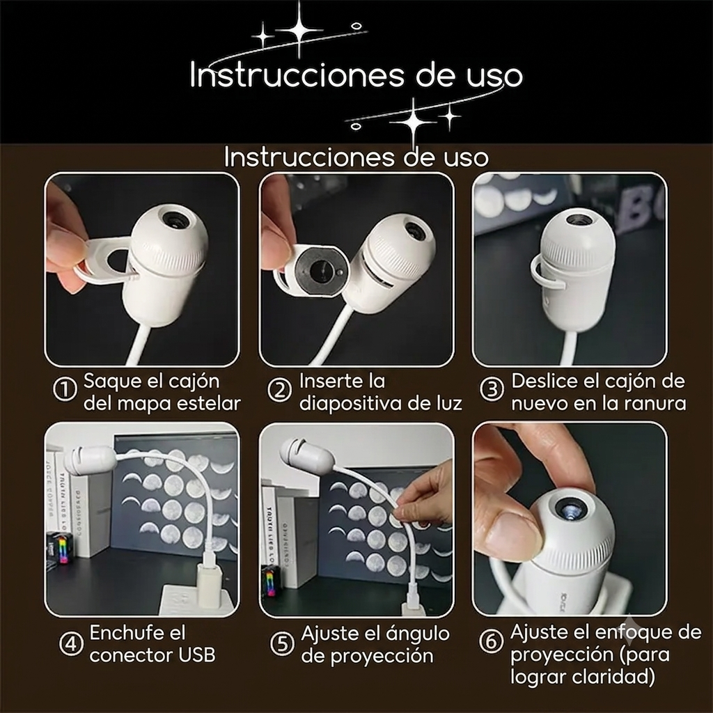 M - Mini proyector de estrellas USB 2 en